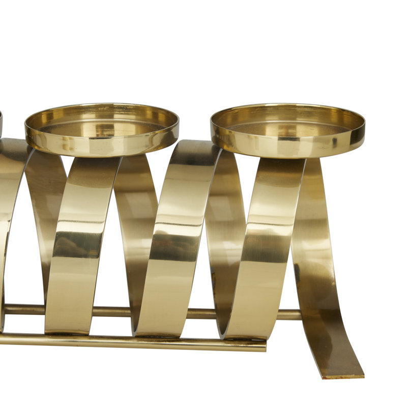 5.15'' H Stainless Steel Tabletop Candlestick, 5.15" H x 4.90" W x 19.75" D, 5