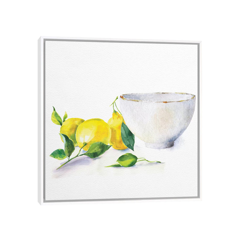 «Lemon Bowl» par Nikki Chu - impression, H 18 po x l 18 po x 1,5 po, Cadre blanc