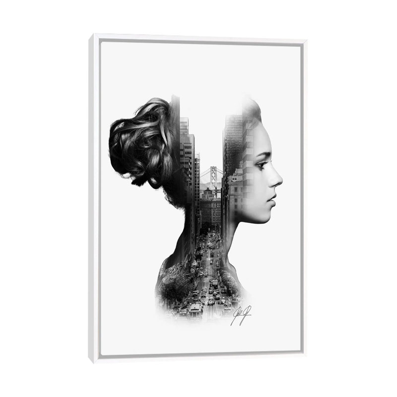 Impression d’art graphique « profile I » par Kathrin Federer, H 26 po x l 18 po x 1,5 po, Toile blanche encadrée