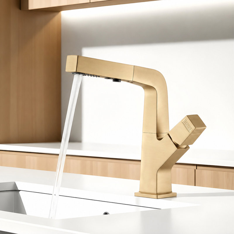 Single-Hole Single-Handle Bathroom Faucet, Brushed Gold