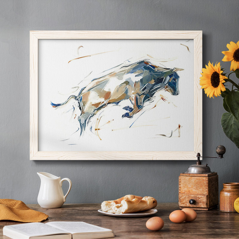 Modern Bull Study I, reproduction d'art sur toile, Blanc, H 18 po x l 26 po
