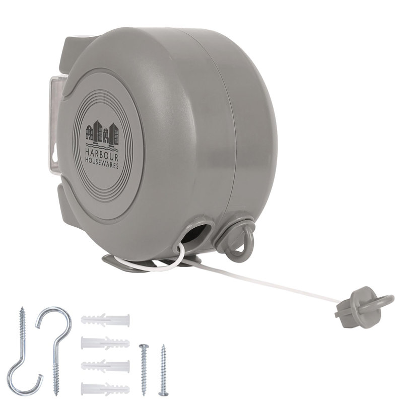 Plastic Retractable Clothesline, Grey