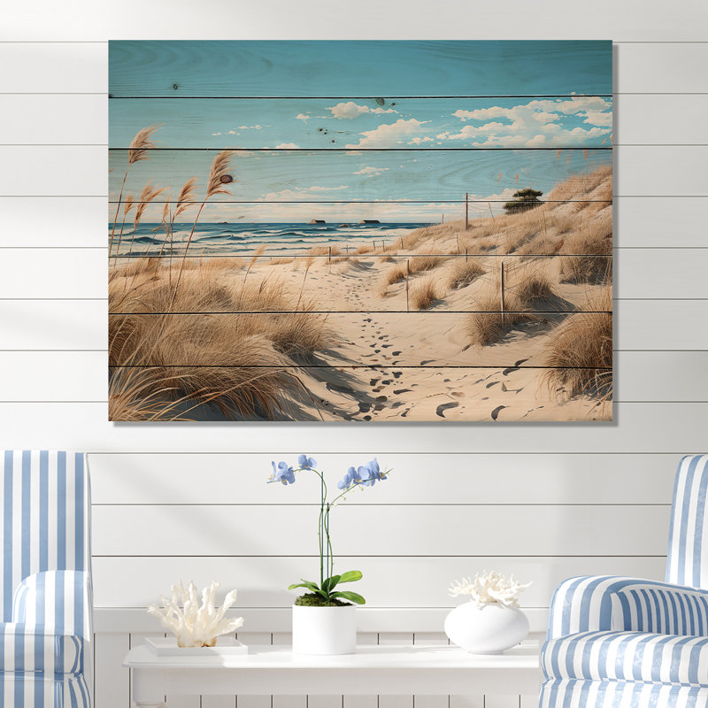 Photo herbe de plage II sur bois, H 24 po x l 32 po x P 0,78 po