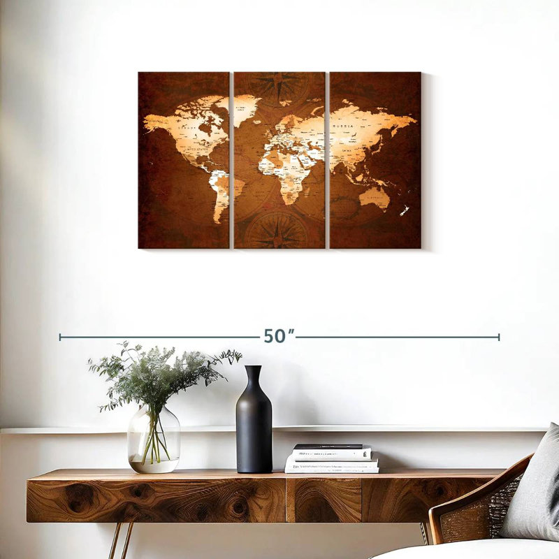 Rare World Map, reproduction d'art sur toile, H 20 po x l 33 po x 1,25 po