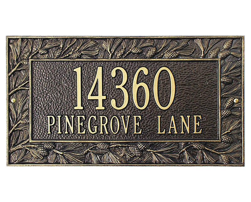 Personalized Pinecone 2-Line Wall Address Plaque, Yes