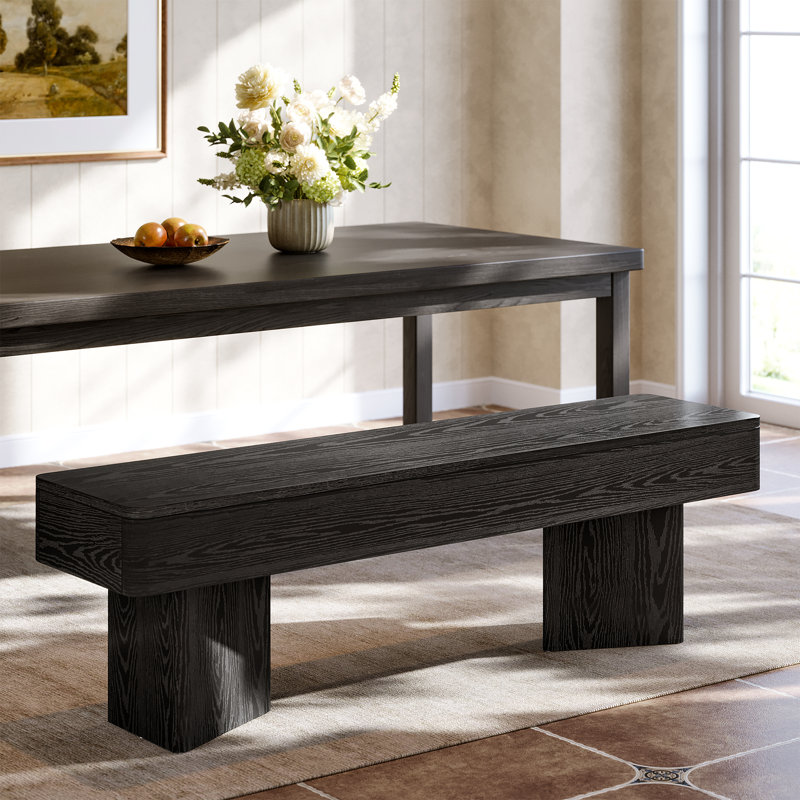 Banc de table de salle à manger noir 47,24 ", banc en bois moderne