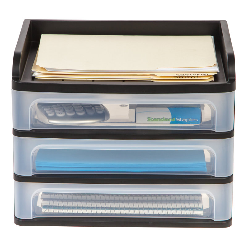 IRIS Plastic Stackable Desk Organizer, Black