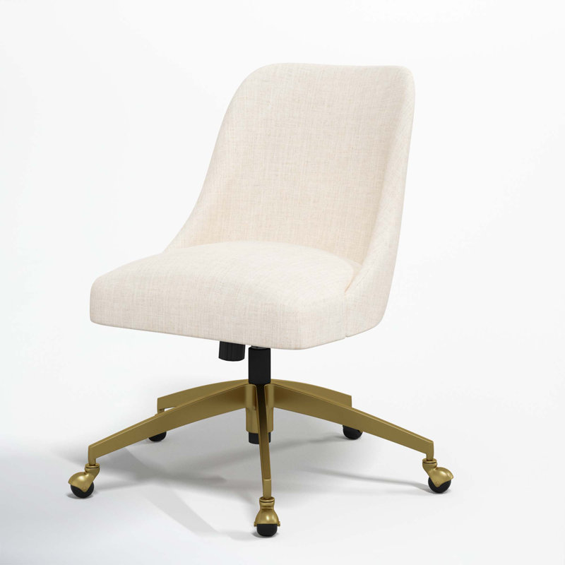 Chaise de bureau Tamieka, Lin classique talc