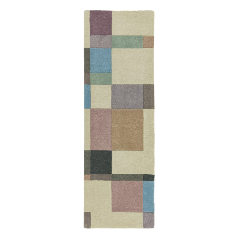 Yahir Geometric Wool Hand Tufted Area Rug, Runner 66 x 200cm