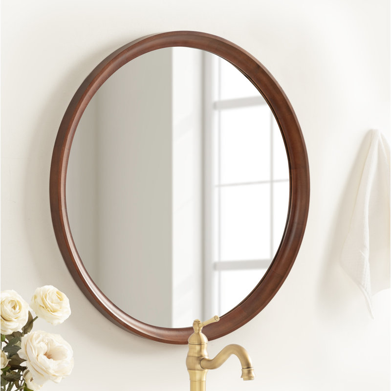 Zoie Wood Mirror, 30" x 30", Dark Brown Wood