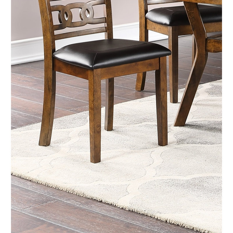 2 chaises d'appoint de salle à manger, finition noyer, siège à coussin de luxe, attrait contemporain, partage de dossier à nœuds 2, motif