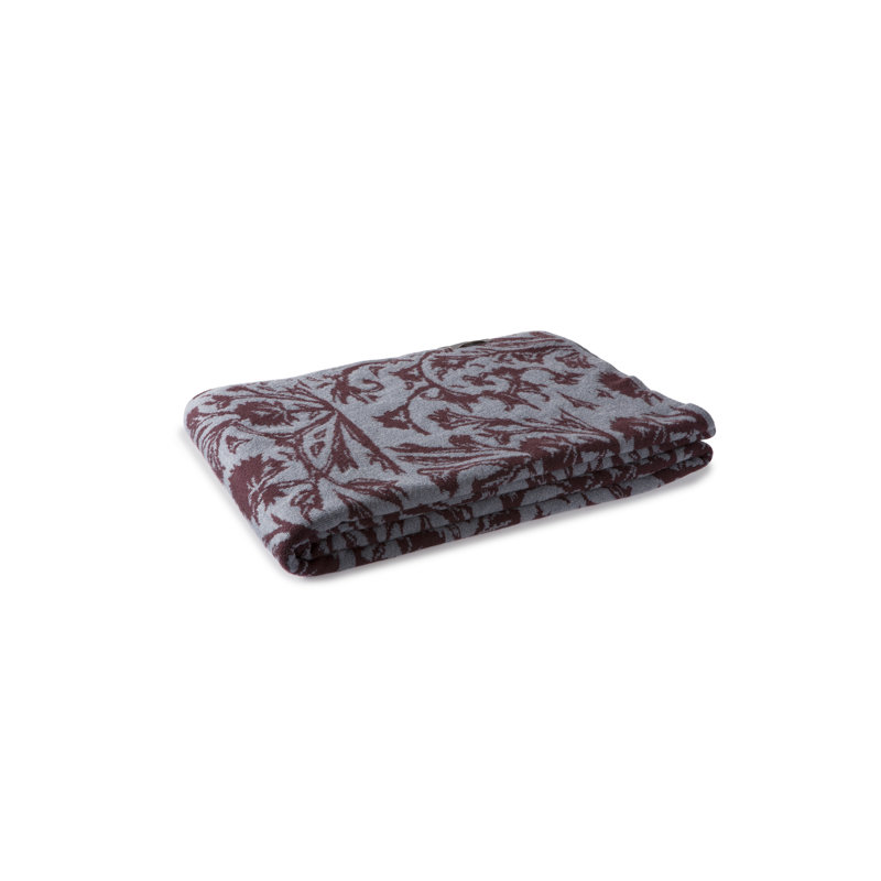 Knitted Throw Blanket, Charcoal Grey / Eggplant