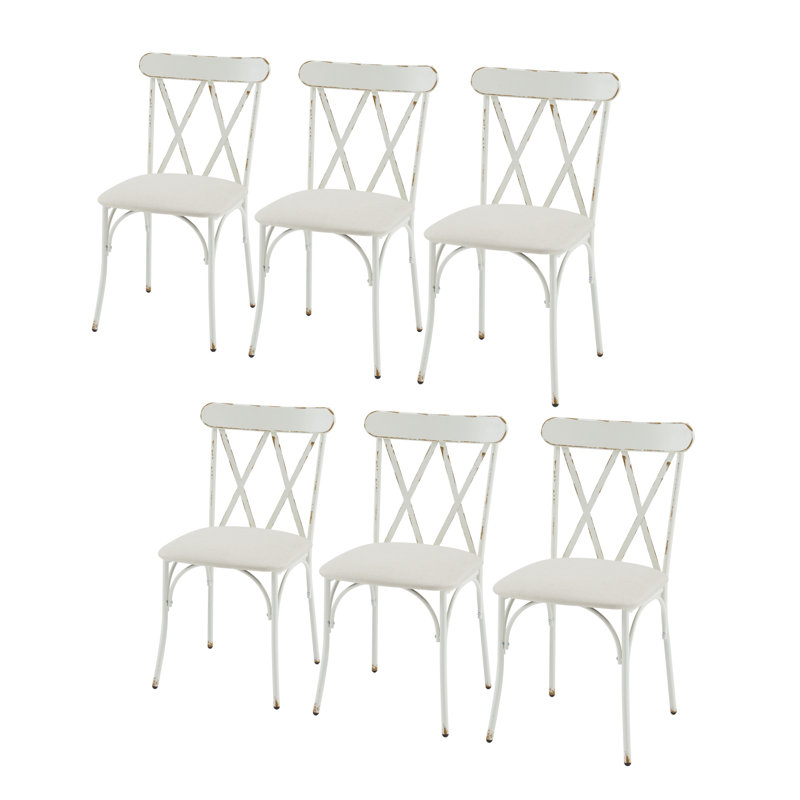 Metal Dining Chair Side Chairs With Upholstered Cushion (set Of 6)