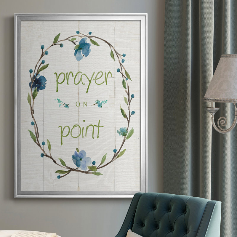«Prayer on Point», art textuel sur toile, H 30,5 po x l 42,5 po x P 1,5 po, Argent
