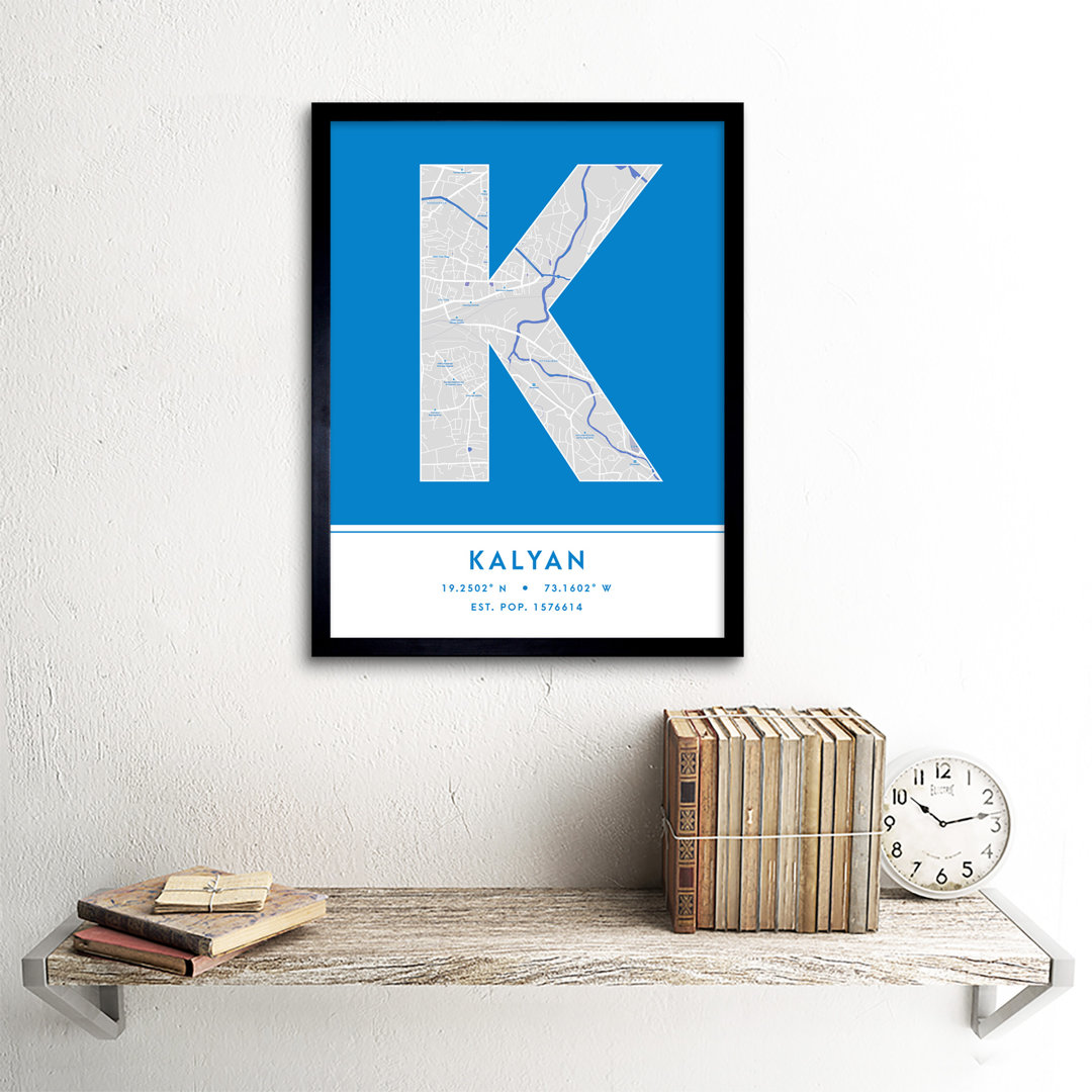 Kalyan City Map Kalyan Blue - Single Picture Frame Typography