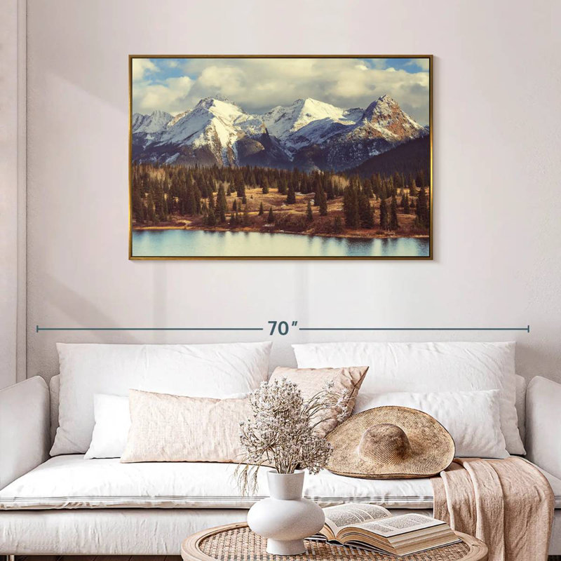Montagnes Rocheuses du Colorado, Cadre flottant doré, 43 po x 29 po