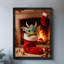 «Black Christmas Vintage», joli petit dragon, art mural, impressions de style rétro-867336332