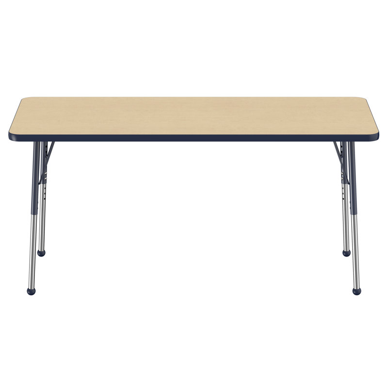Table d'activité rectangulaire à hauteur réglable en forme de T, 24 po x 60 po, Érable / noir, Roulement à bille standard