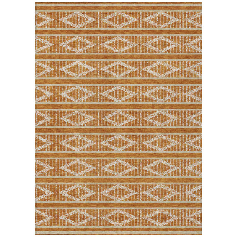 Lume Orange Washable Indoor-Outdoor Rug - , 10' x 14'