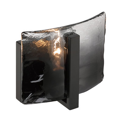  Applique murale 1 lumière Aenon en noir mat avec verre d'eau fumée Aenon