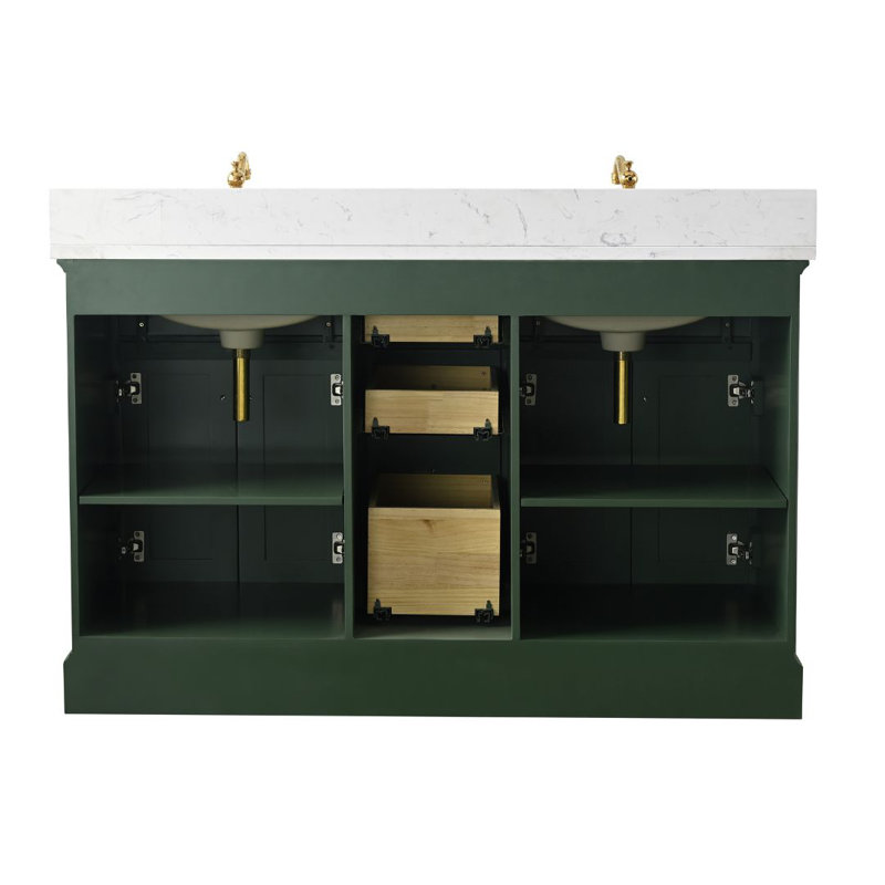 Meuble-lavabo double Currahee, Evergreen / or brossé