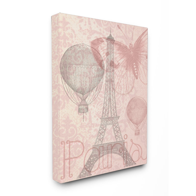Reproduction d’art encadrée « Hot Air Balloon » avec une tour Eiffel, H 30 po x l 24 po, Toile tendue