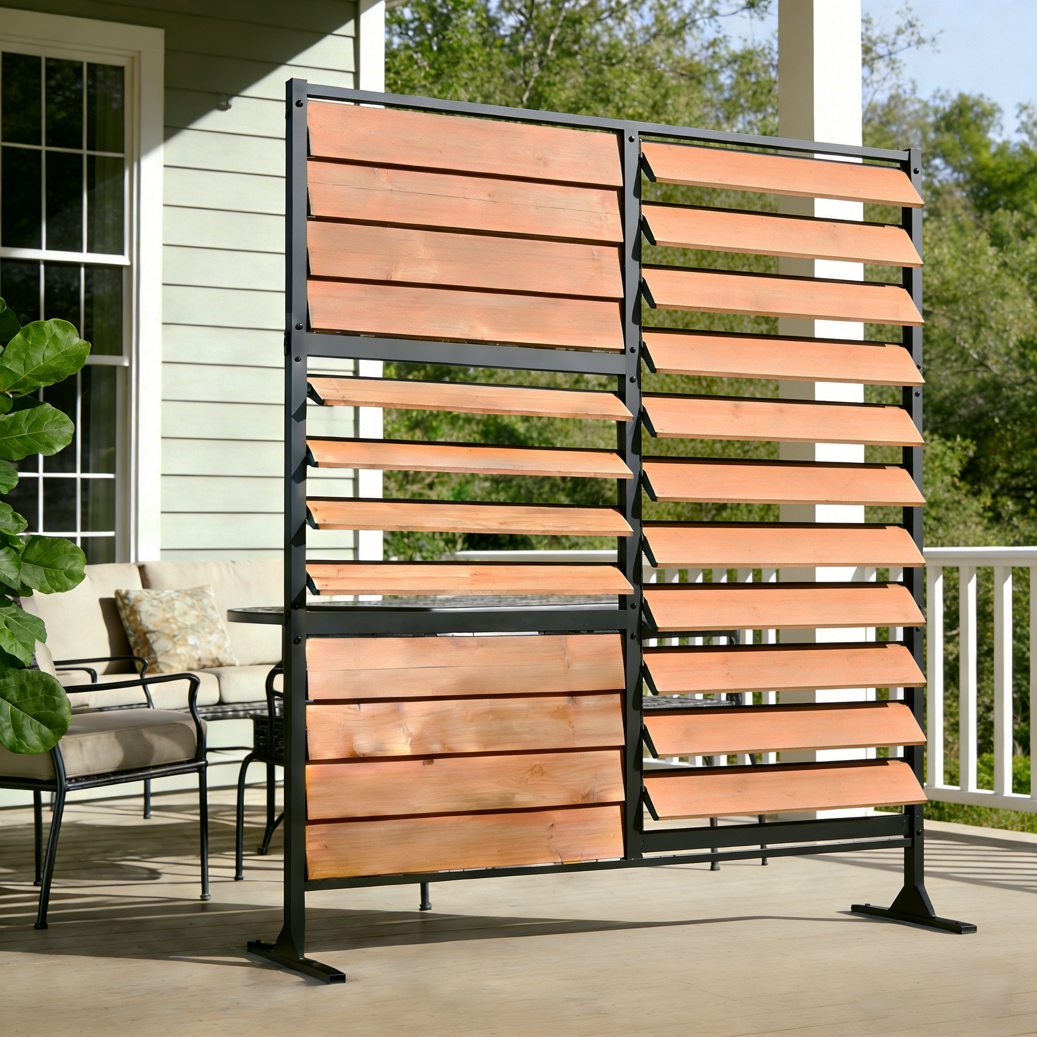 ELEVATE OUTDOORS Frances 48 Inch W Outdoor Patio Cedar Louvered Panel ...