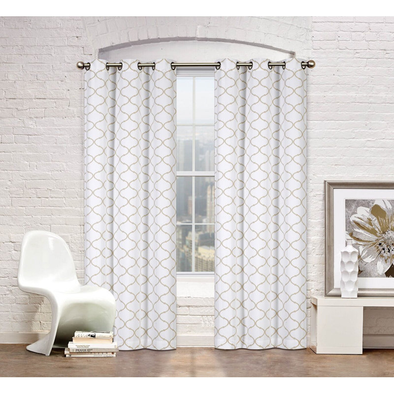 Pyne Cotton Blend Room Darkening Curtain Pair, Taupe