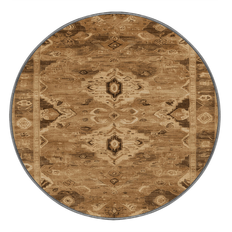 Tapis brun lavable à la machine, Rond 4 pi