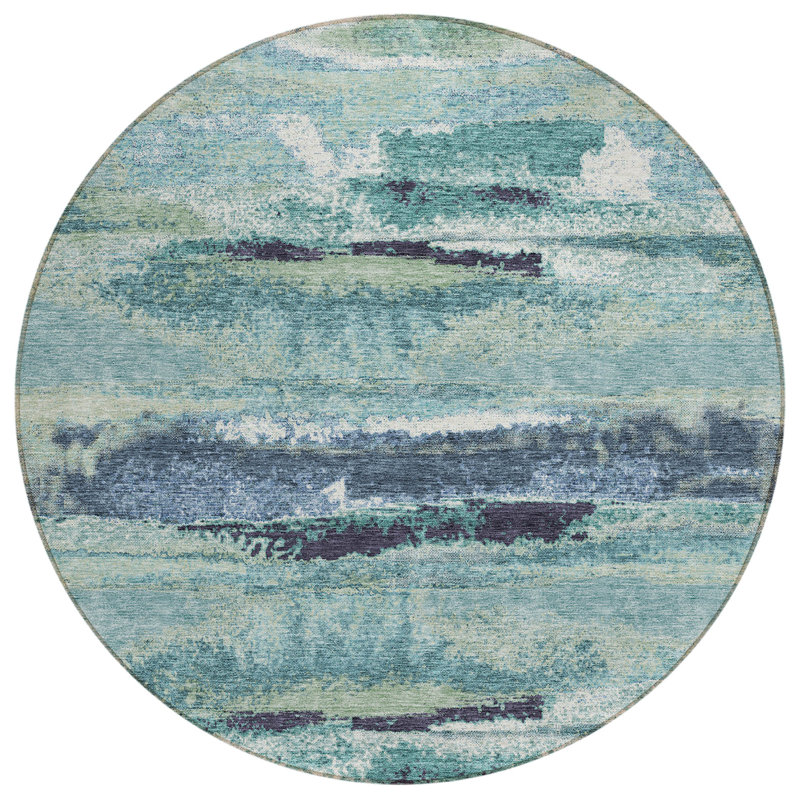 Aleighna Area Rug with Non-Slip Backing, Round 8'