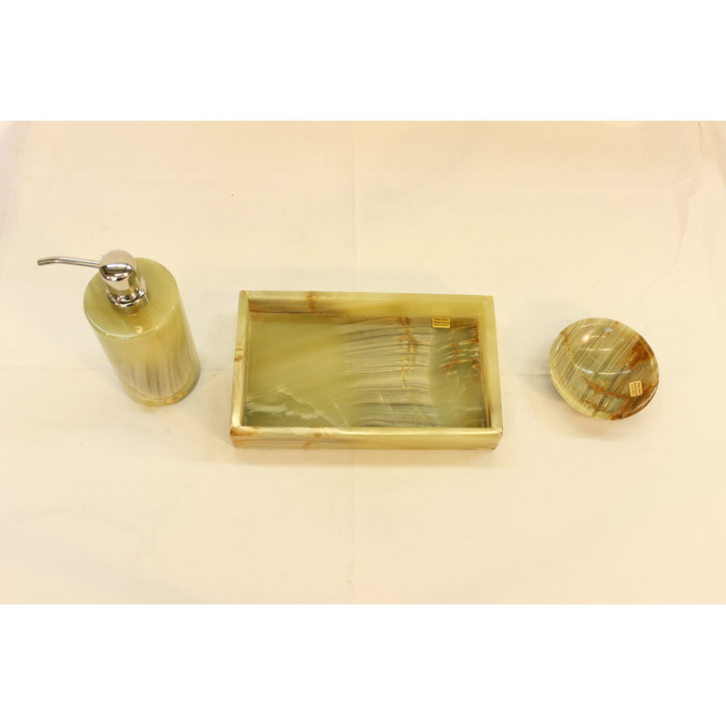3Pc Green Onyx Bath Accessory Set