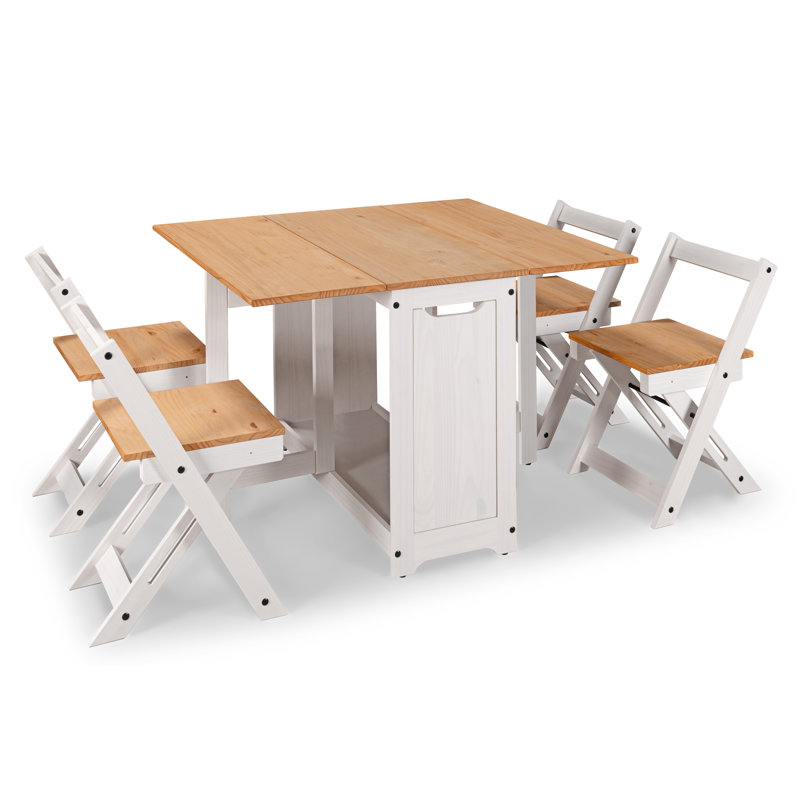 Aaeden 4 - Person Butterfly Leaf Pine Solid Wood Dining Set