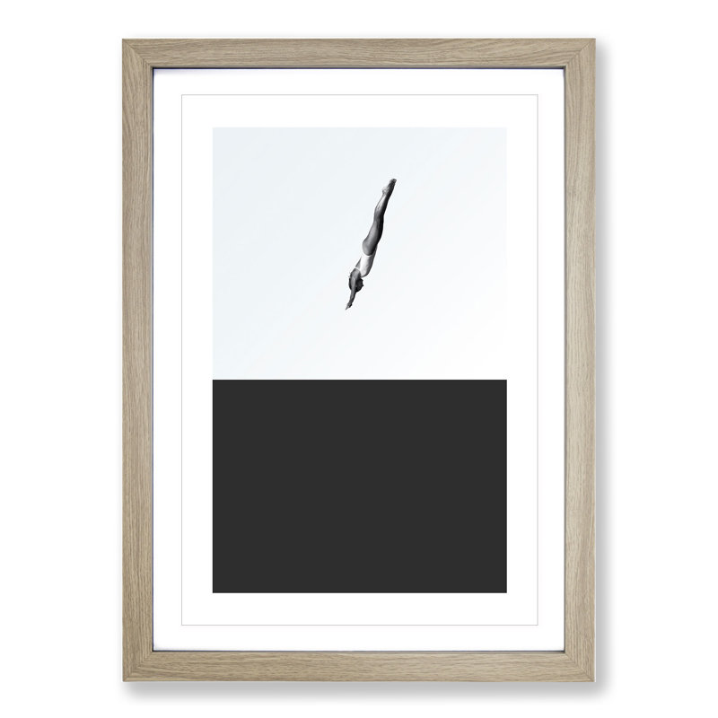 High Dive - Picture Frame Graphic Art, Oak Framed, 36cm H x 27cm W x 2cm D