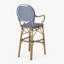 Ensemble de 2 tabourets de bar d'extérieur en osier et aluminium 29,5 po, bleu marine, imprimé bambou