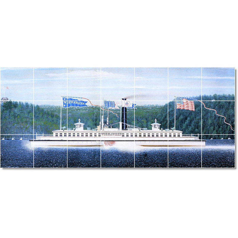 84 po x 36 po, peinture murale en céramique 12 po x 12 po, Peinture de bateau James Bard W22105