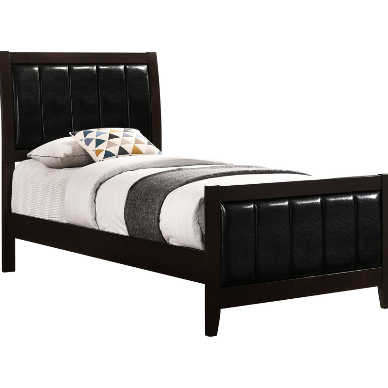 Lit simple contemporain avec tête de lit pour chambre à coucher - Spotter avec revêtement rembourré et atmosphère sereine