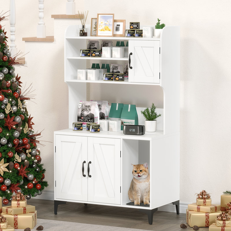 Meuble de litière pour chat Modern Modern, White