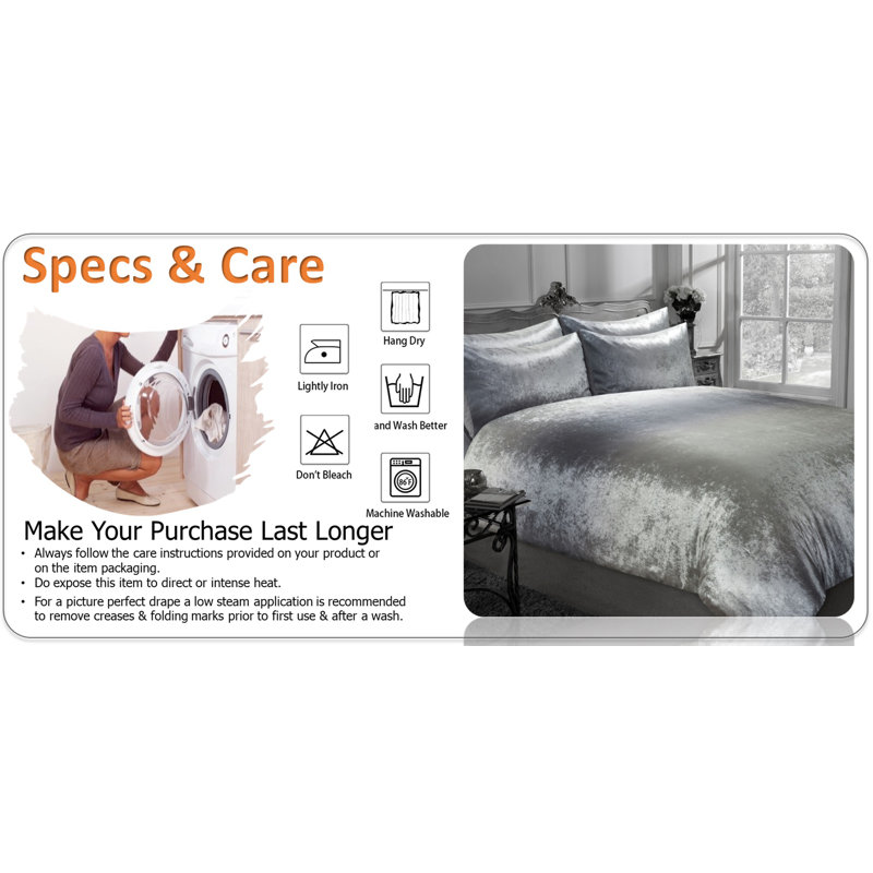 Rolisha Cotton Blend Ombre Duvet Cover Set with Pillowcases Included, King + 2 Standard Pillowcases, Silver - Grey