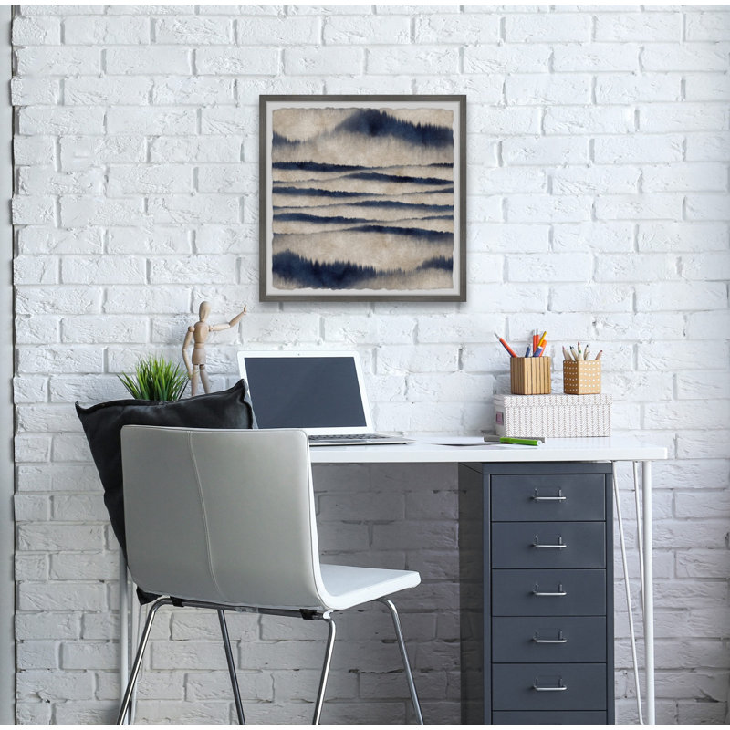 Blueprint Mountain - Single Picture Frame Painting, 41cm H x 41cm W x 3.81cm D