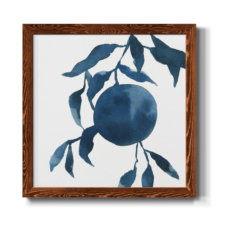 Toile encadrée Indigo Oranges IV-Premium - prête à être accrochée, Cadre en érable, H 17 po x l 17 po x P 1,5 po