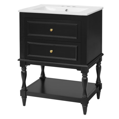 Meuble-lavabo de salle de bain 24 po avec lavabo en céramique
