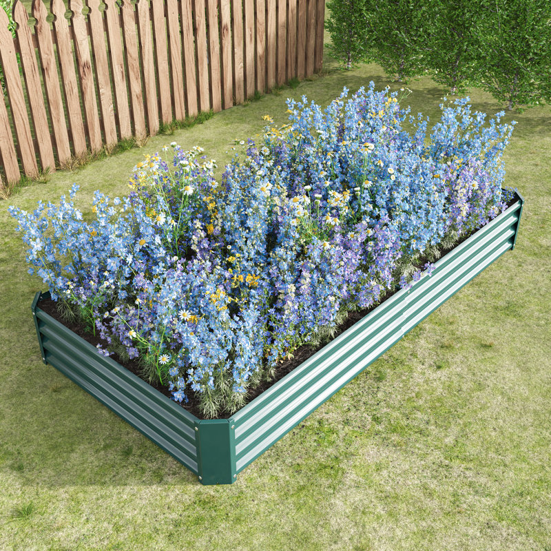 6X3x2ft Galvanized Raised Garden Bed, Green, 23.62" H x 70.87" W x 35.43" D