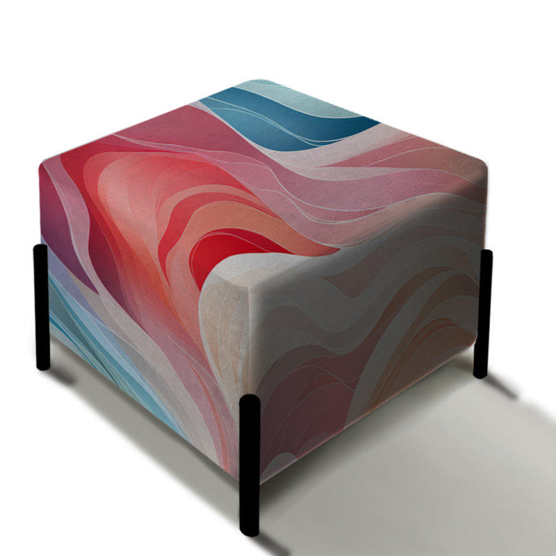 Mirage coloré avec lignes courbes - repose-pieds carré abstrait