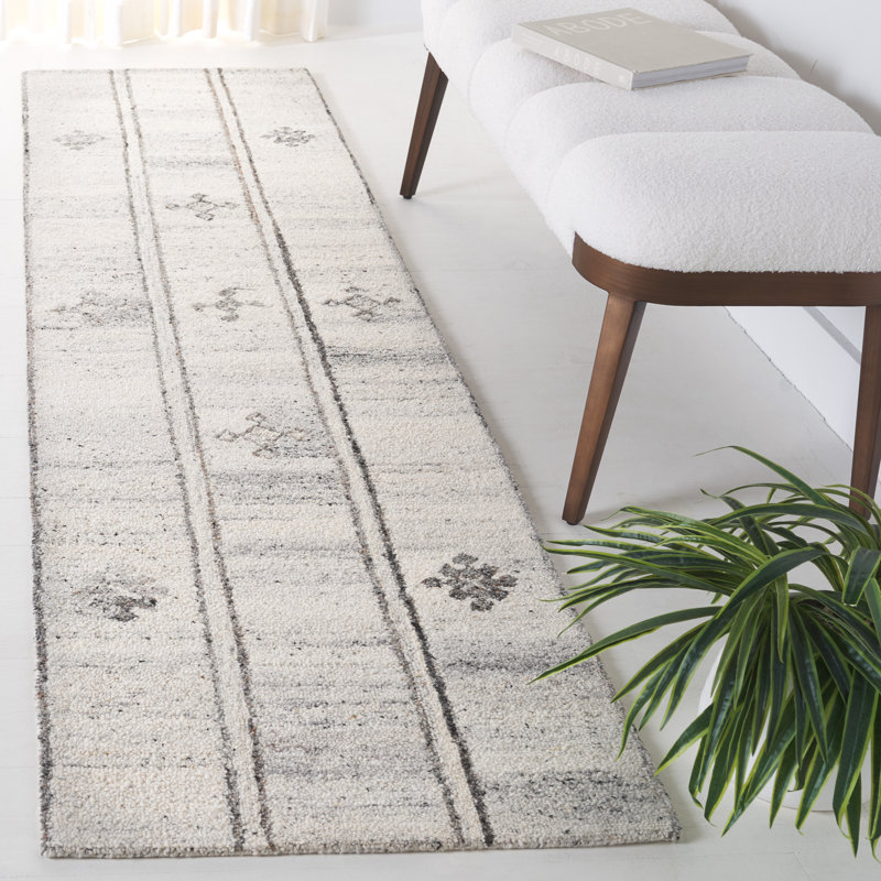 Tapis gris en laine et coton tissé à plat à la main Jax Southwestern, Tapis de couloir 2 pi 3 po x 9 pi