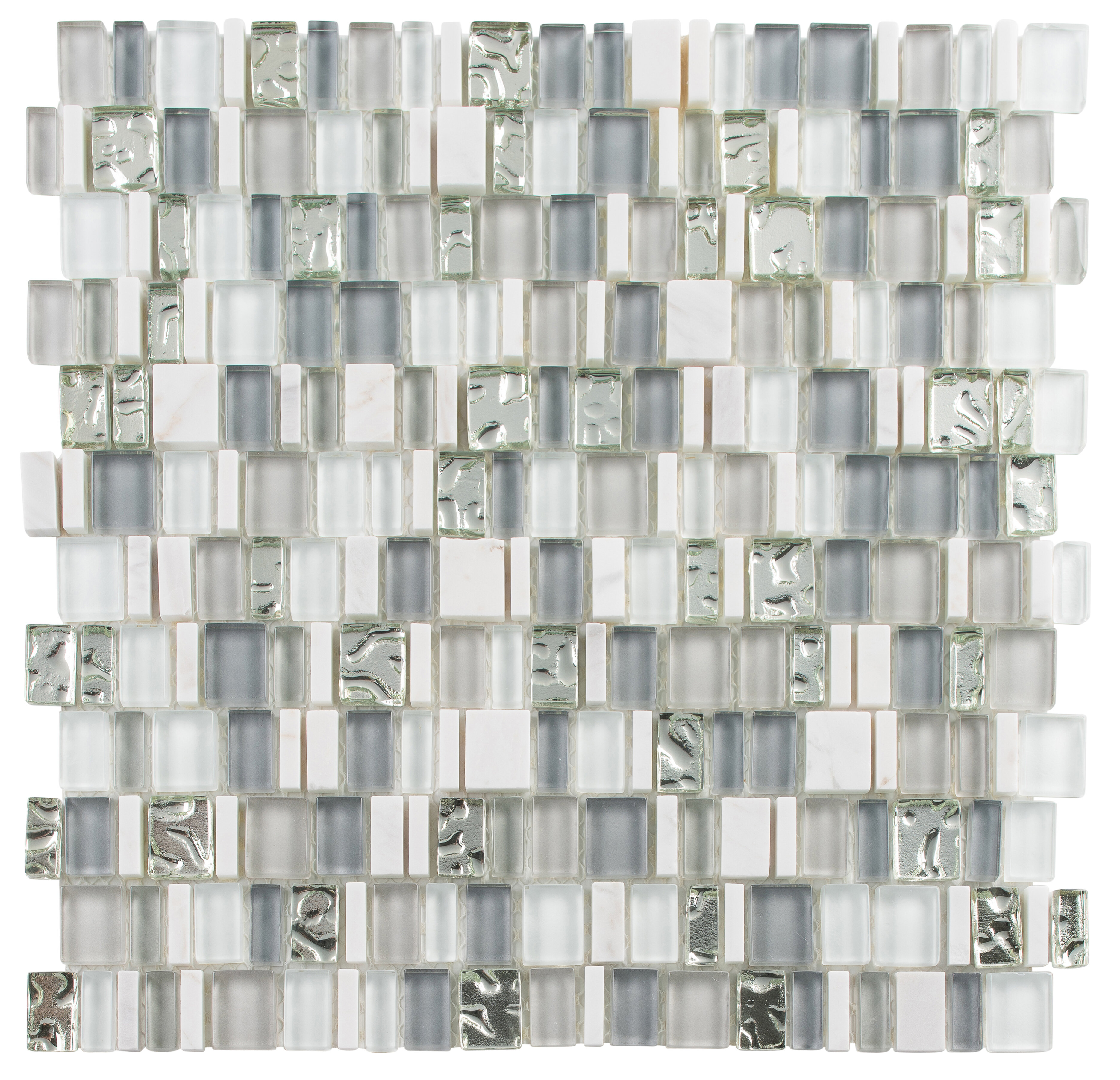 Glass Mosaic Tile  Silver Random Brick Effect