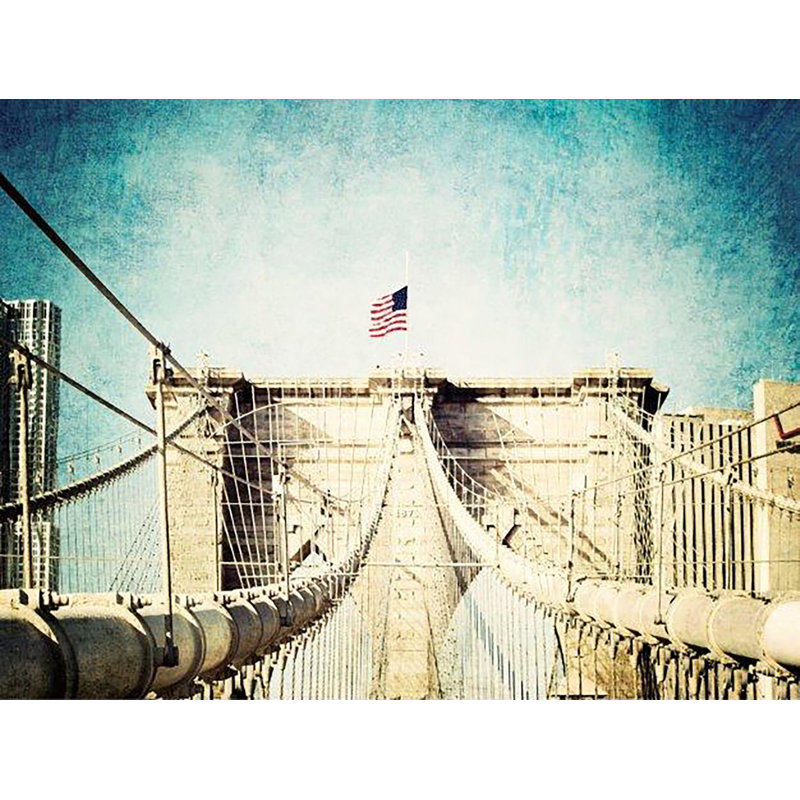 Vintage Brooklyn Bridge by Ashley Davis - Wrapped Canvas Print, 61 cm H x 81 cm W x 4 cm D