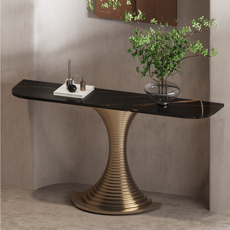 Console de style moderne en pierre frittée, Black, 31.5" H x 59" W x 13.7" D