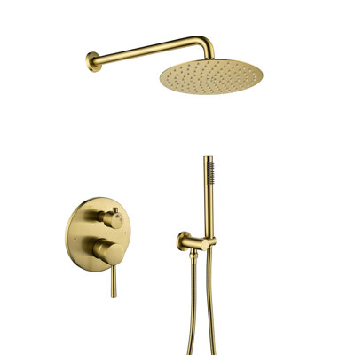 Système de douche complet en or brossé 10 pouces avec valve brute Topcraft