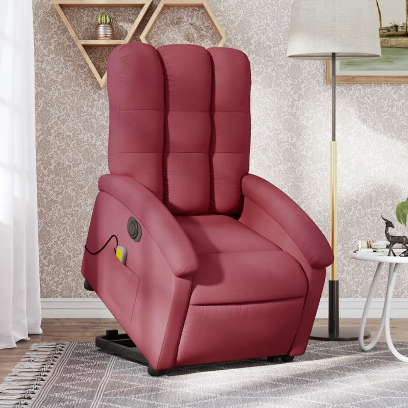 Fauteuil inclinable électrique de massage Ebern Designs, tissu noir 2ED0436F0C3E49728EEB1450FC8EBA75, Wine Red Fabric, Power