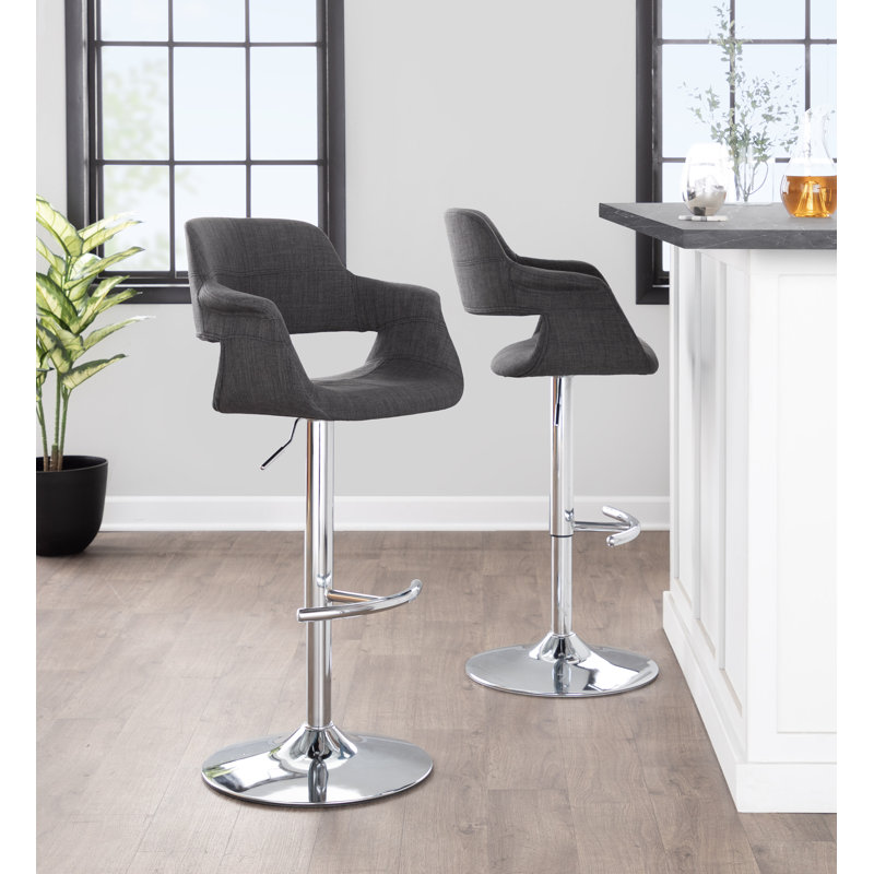 Tabouret de bar Arabelle, Chrome chrome, Gris anthracite